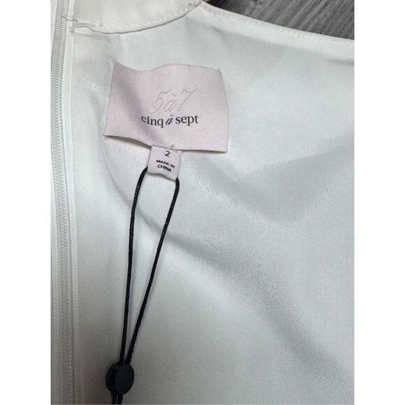 NWT Cinq a Sept Amara White Choker Mock Neck Crop Top BELL Sleeve SZ 2 - Picture 10 of 12